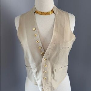 Ralph Lauren Vintage Vest Women’s Size 6 Beige Tailored Button Front 90s